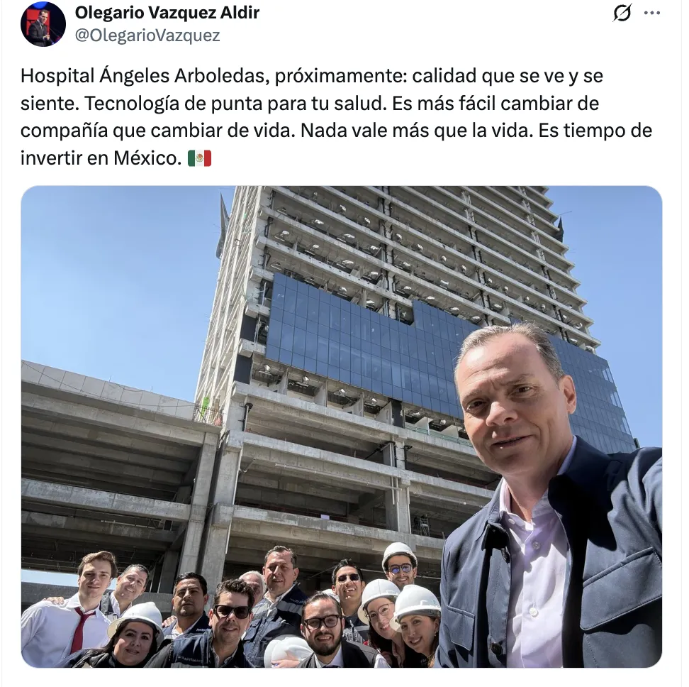 Olegario Vázquez Aldir, presidente de Grupo Vazol, en su cuenta de X.