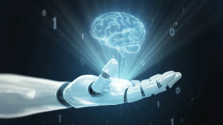 Robot arm showing the digital brain